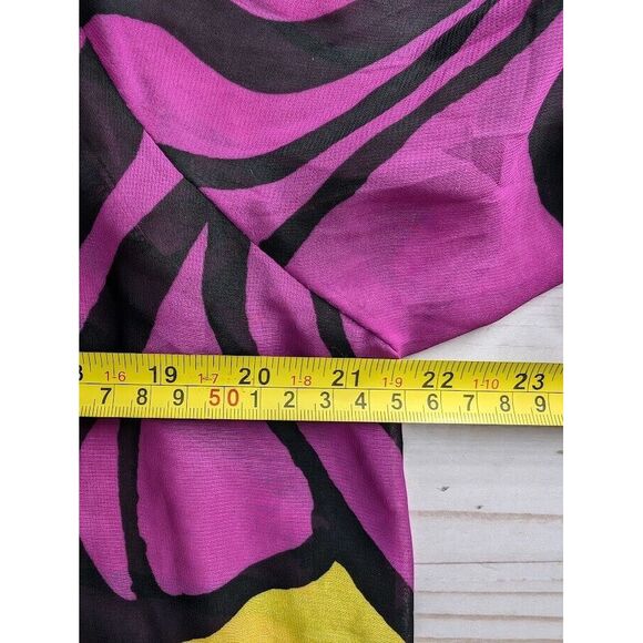 Worthington Size Large Pink Black‎ Floral Womens Split V Neck Blouse - Picture 4 of 7